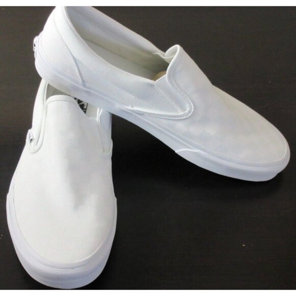 Vans Men's Classic Slip On True White Checkerboard Canvas Skate Shoes Sizes NIB - Picture 4 of 5